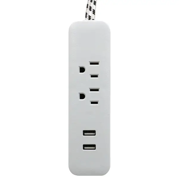 Prime Wire 2-Outlet Power Cord with USB Charger