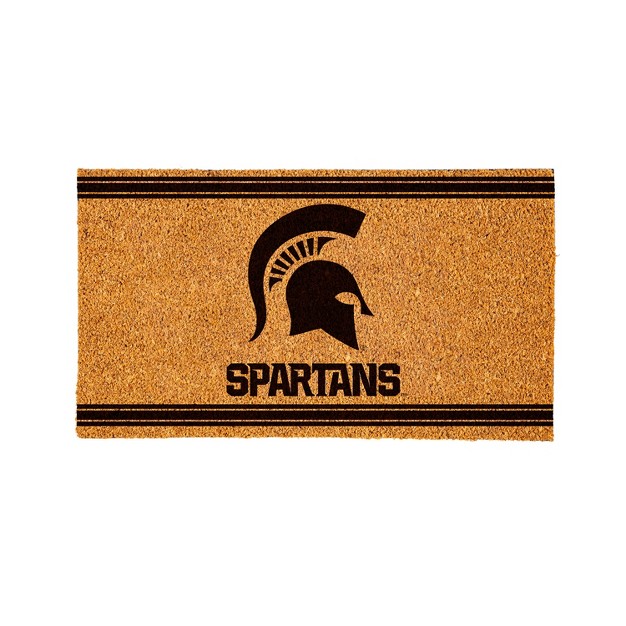 Evergreen Michigan State University Logo Turf Mat Brown 28 X 16 Inches Indoor Outdoor Doormat