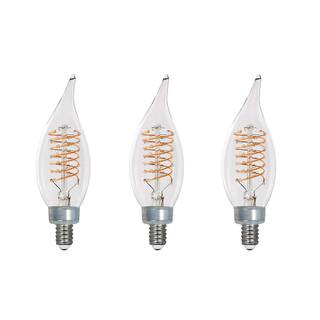 EcoSmart 60-Watt Equivalent BA11 Dimmable E12 Candelabra Fine Bendy Filament LED Vintage Edison Light Bulb Soft White (3-Pack) BA11C7E12827S