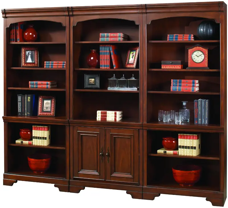 Richmond 3 Piece Cherry Brown Bookcase Wall