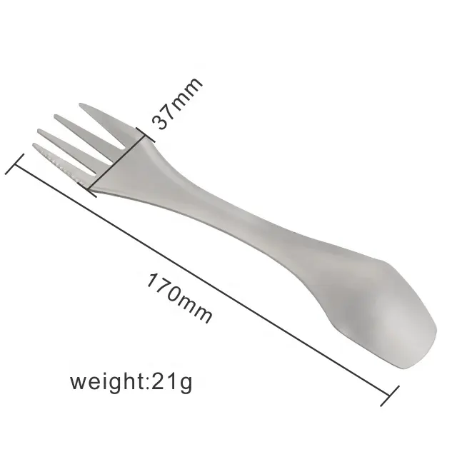 Titanium ultralight multiduty travel utensils cutlery set 3 in 1 knife fork double end titanium spoon spork