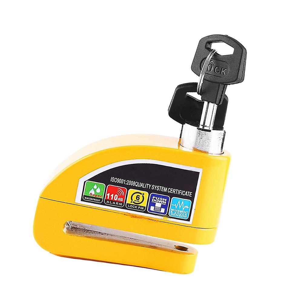 Motorcycle Scooter Bicycle Anti-theft Disc Brake Lock Security Alarming System Yellow