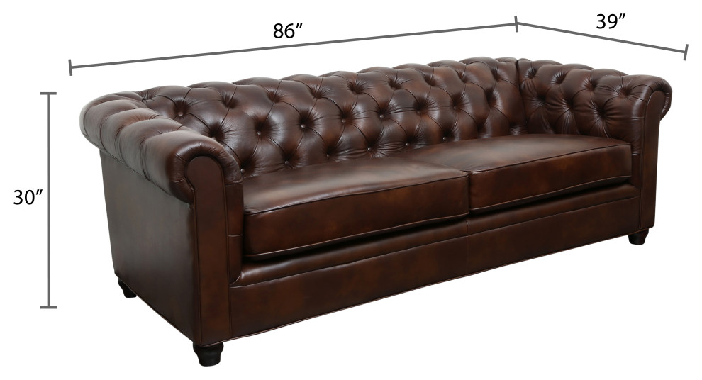 Tuscan Tufted Top Grain Leather Sofa  Brown   Traditional   Sofas   by Abbyson Living  Houzz