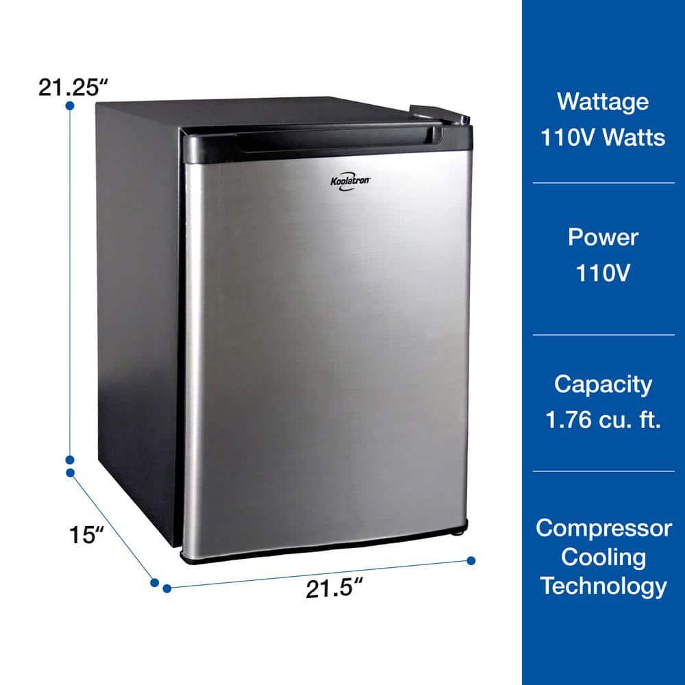 Koolatron Stainless Steel Compact Fridge 176 Cubic Feet ACDC