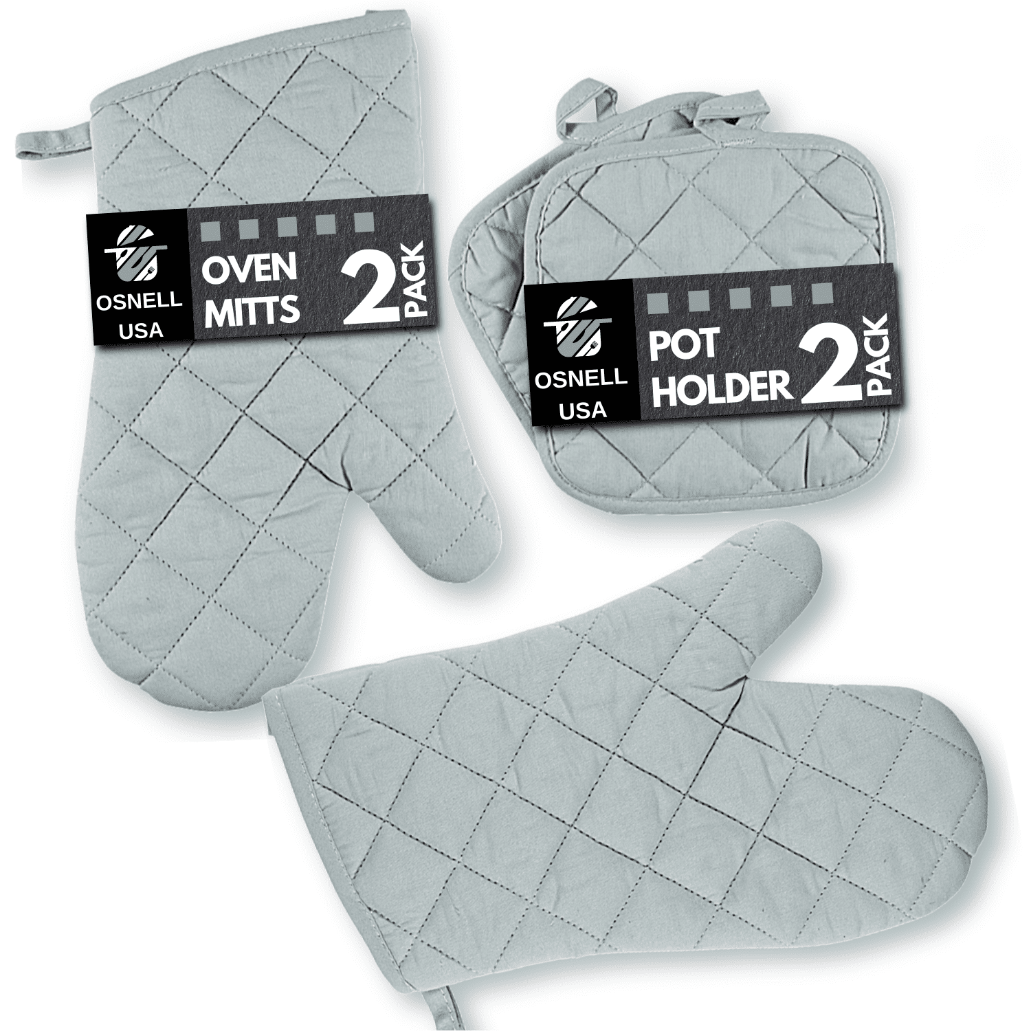 Pot Holders and Oven Mitts - Pack of 4 Pot holder - Soft Teal - Potholders for kitchen and Oven Mitts