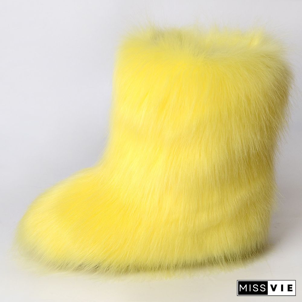 Fashion Casual Fur Boots Plus Velvet Ski Boots