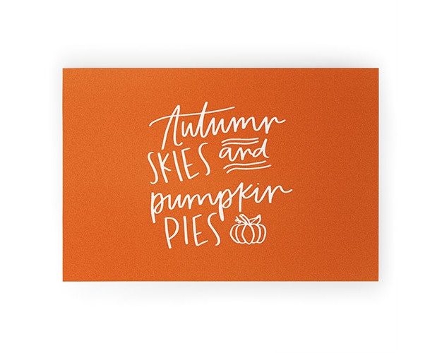 Chelcey Tate Autumn Skies And Pumpkin Pies Orange Looped Vinyl Welcome Mat Society6