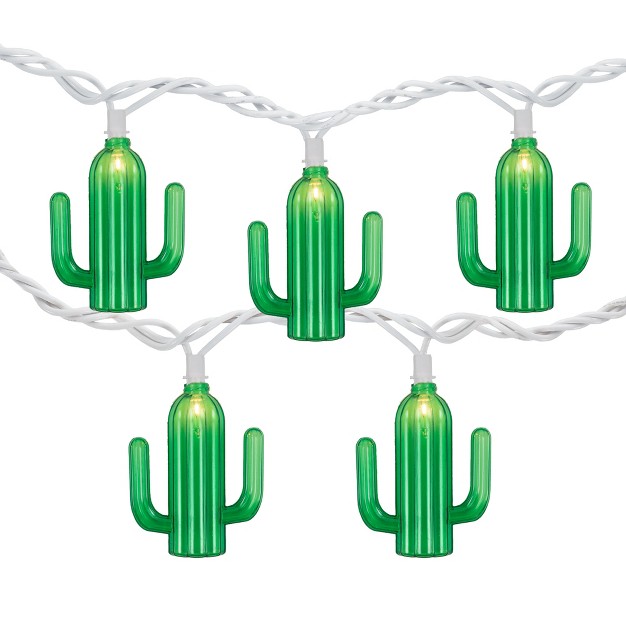 Northlight 10 count Green Cactus Patio Light Set 6ft White Wire