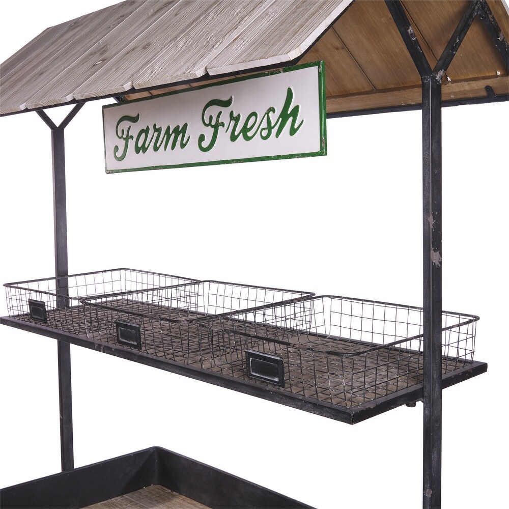 Alpine Corporation Farm Fresh Indoor/Outdoor Metal and Wood Garden Cart  51\
