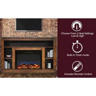 Cambridge 47 in. Electric Fireplace with a Multi-Color LED Insert and Walnut Mantel CAM5021-1WALLED