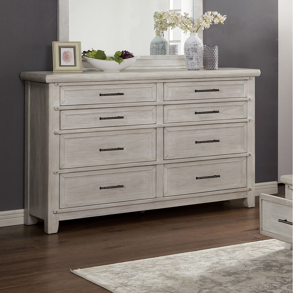 Tiwo Transitional White 56 inch Wide 8 Drawer Solid Wood Dresser by Furniture of America