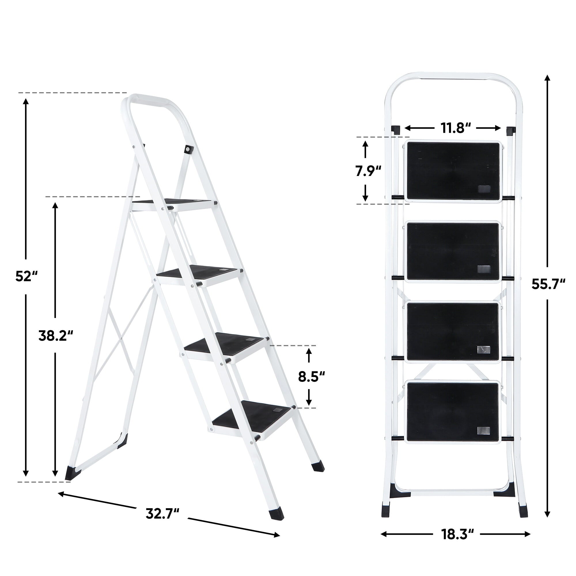 ZENY 4 Step Ladder Portable Folding Step Stool with Handgrip Anti-Slip, Wide Platform Steps, 330 lbs Capacity for Home and Kitchen