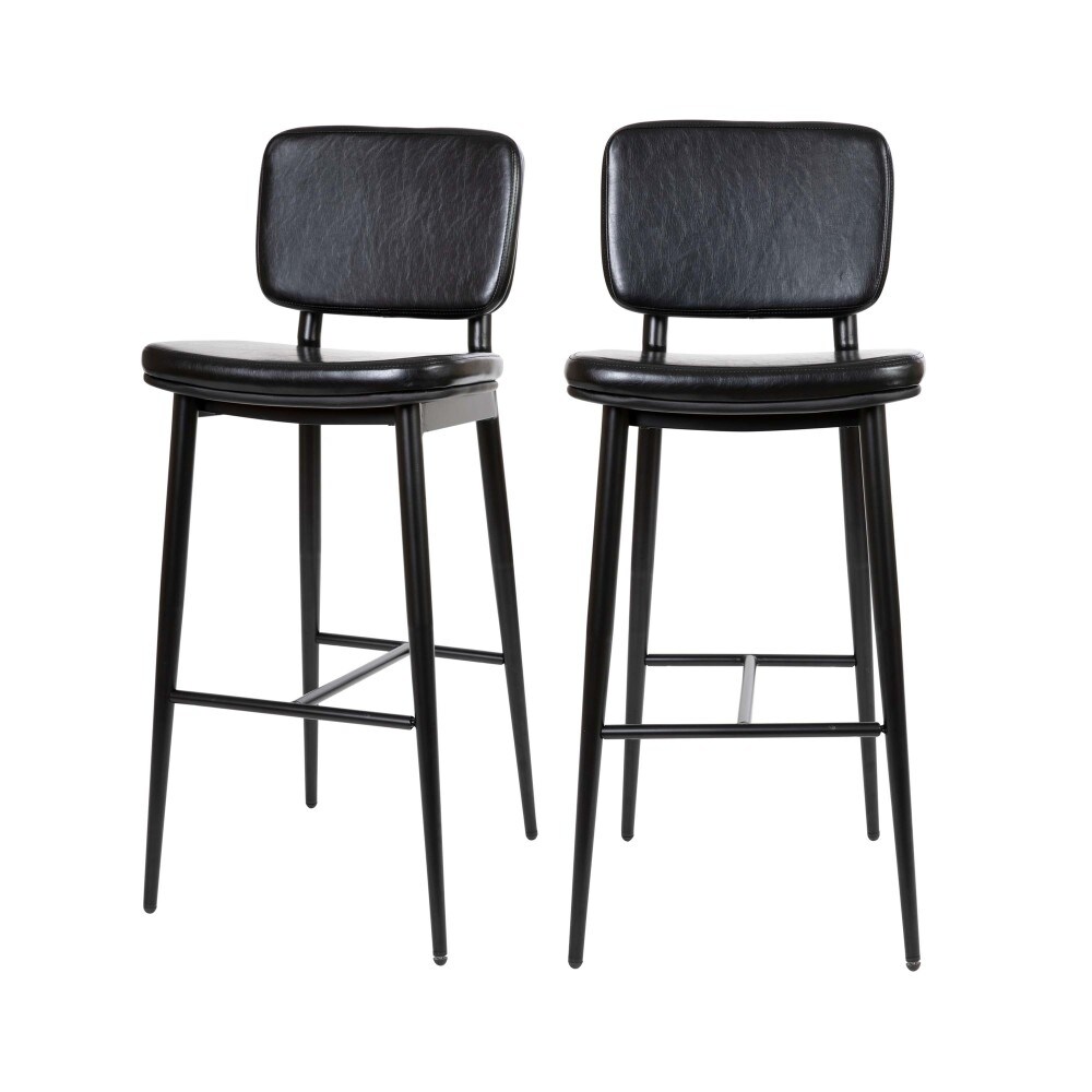 Set of 2 Upholstered Bar Stools with Metal Frames