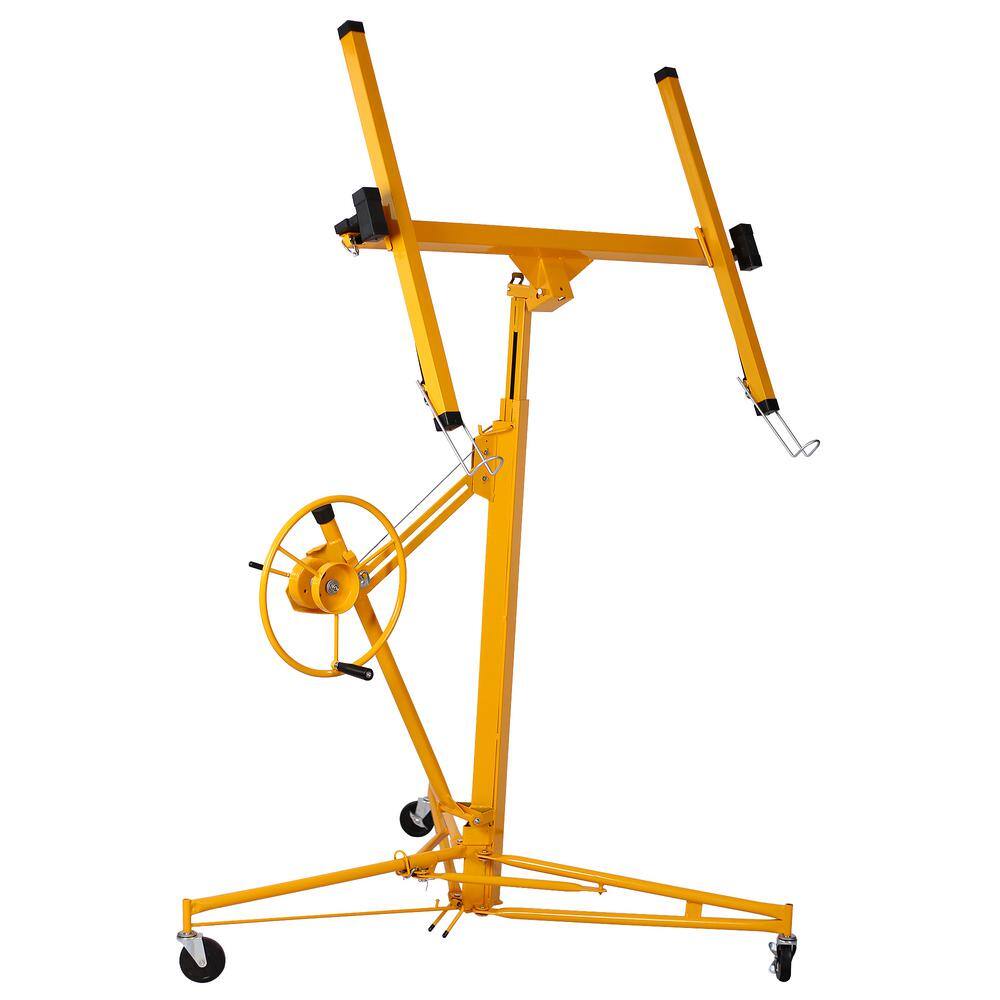 Tidoin 11 ft. Yellow Drywall Lift Panel Lift Drywall Panel Hoist Jack Lifter V-XY-014