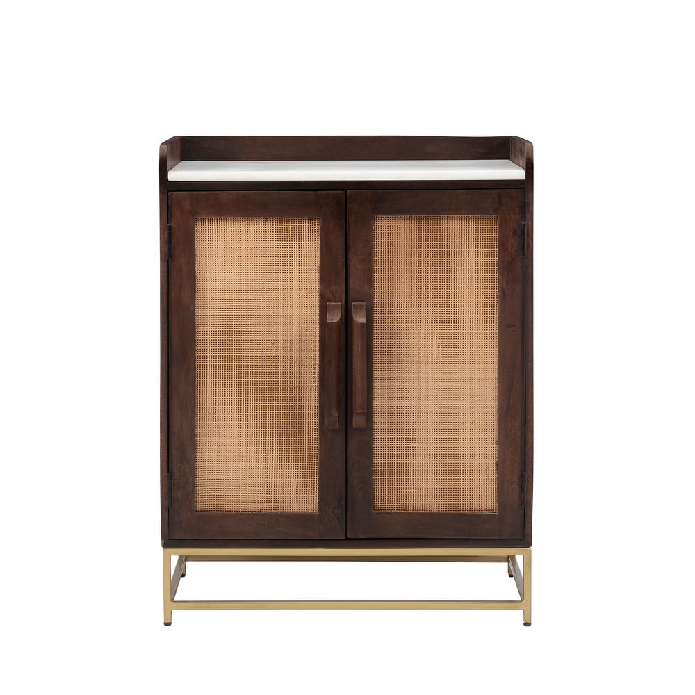 Spence Wooden Bar Cabinet with Marble Top