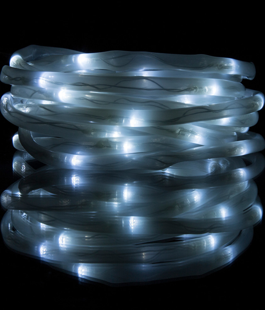 Pure Garden Solar LED Rope Light  32  x27  100 White LED Lights   Contemporary   Outdoor Rope And String Lights   by Trademark Global  Houzz