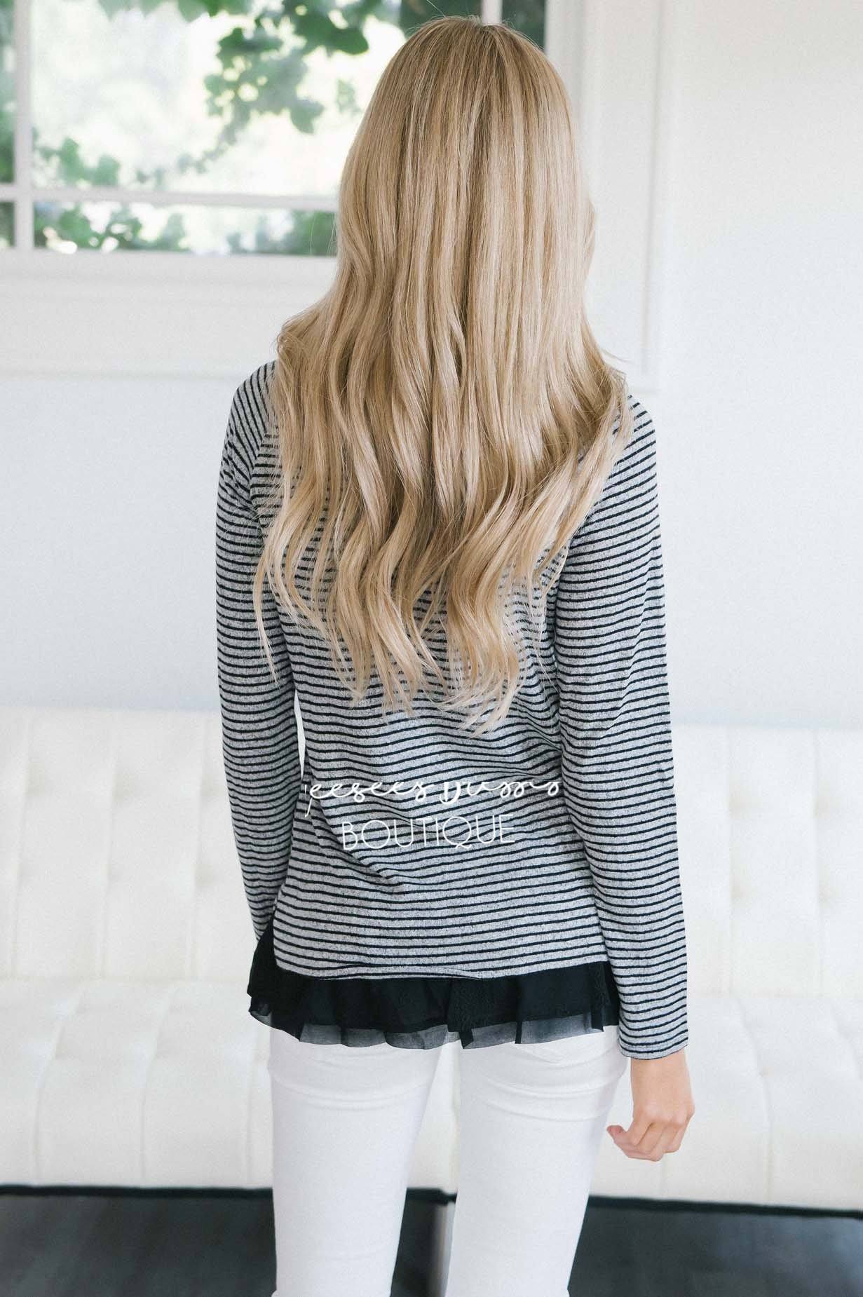 So Soft Lace Ruffle Hem Sweater