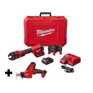 MW M18 18V Lithium-Ion Cordless Short Throw Press Tool Kit with 3 PEX Crimp Jaws and Hackzall 2674-22C-2625-20