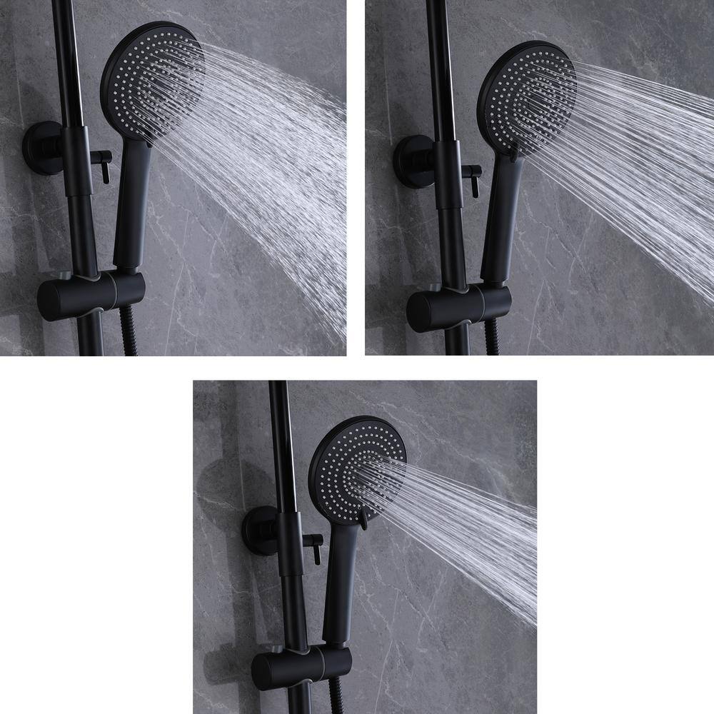 FORCLOVER Single-Handle 1-Spray Wall Mount Tub and Shower Faucet with 3-Spray Hand Shower in Matte Black (Valve Included) HAT-R1003-MB