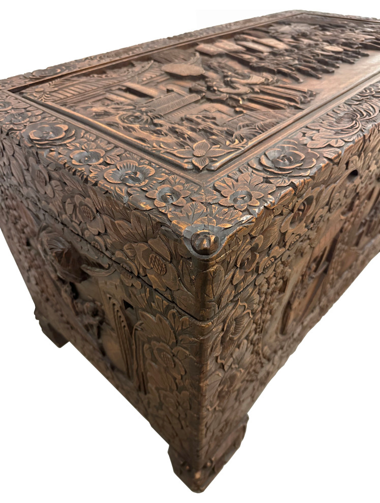 Consigned Early 20th Century Chinese Carved Camphor Wood Hope Chest   Asian   Accent Chests And Cabinets   by Golden Treasures Antiques and Collectibles Inc  Houzz