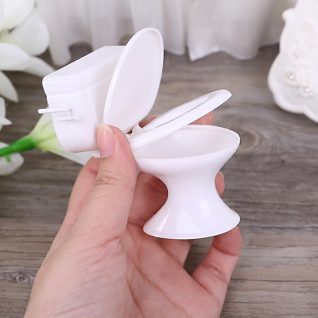 Dollhouse Miniature Furniture Vintage Bathroom Modeling White Toilet Baby Pretend Toys Dolls Accessories