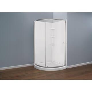 Delta Foundations 38 in. W x 70 in. H Round Sliding Framed Corner Shower Enclosure in Chrome B911912-3838-PC