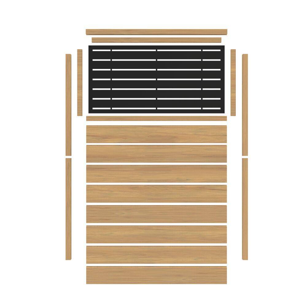 Barrette Outdoor Living 6 ft. x 4 ft. Cypress Vinyl Fence with Boardwalk Black Decorative Screen 73032566