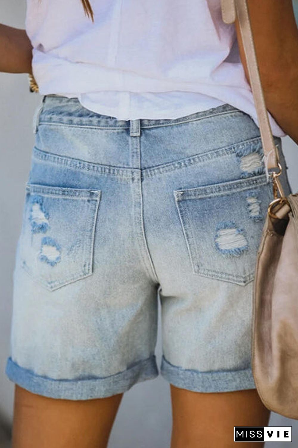 Distressed Denim Mom Shorts