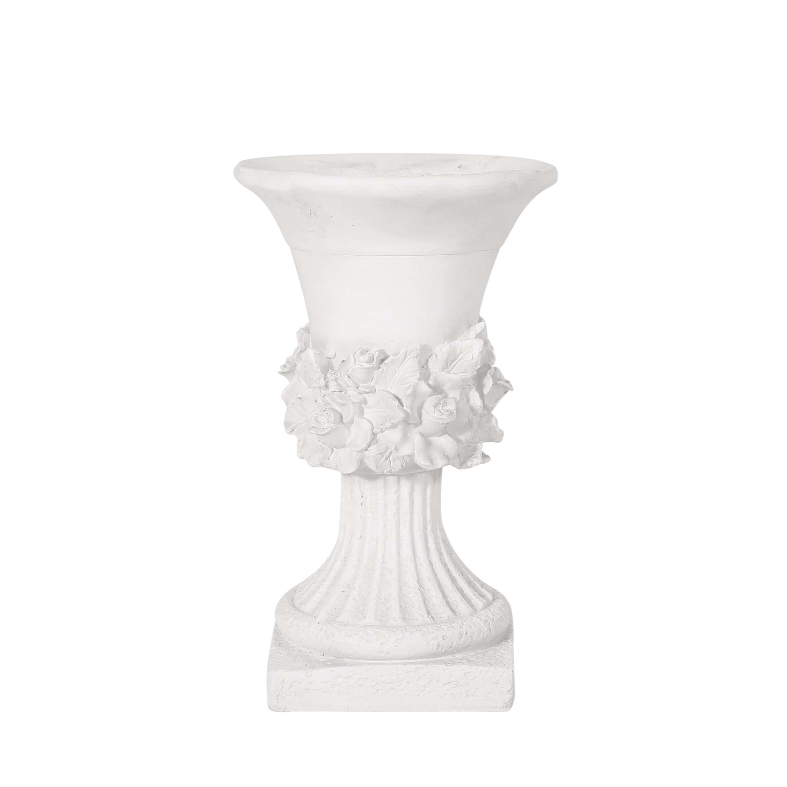 Michaelia Chalice Garden Urn Planter, Roman, Botanical, Lightweight Concrete