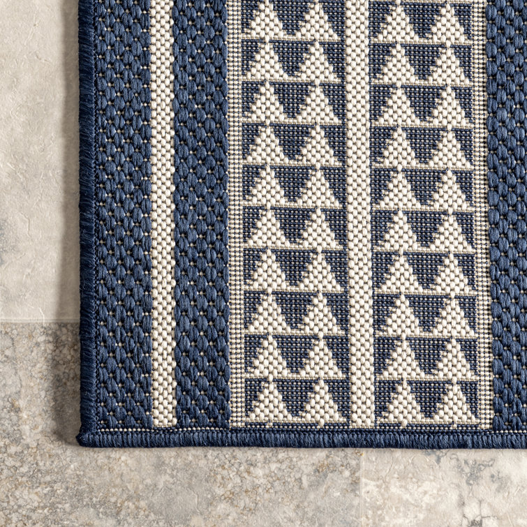 Kendall Geometric Indoor / Outdoor Patio Area Rug in Tan