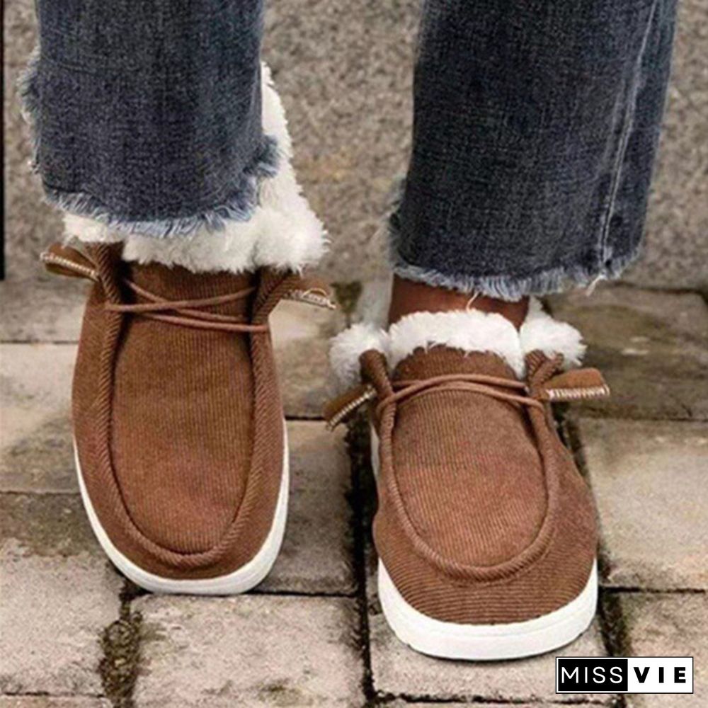 New Women Snow Boots Winter Plus Velvet Thick Flat Loafers Warm Ankle Boots Women's Casual Cotton Shoes Slippers Plus Size Plush Shoes Comfortable Wearing Tenis Feminino