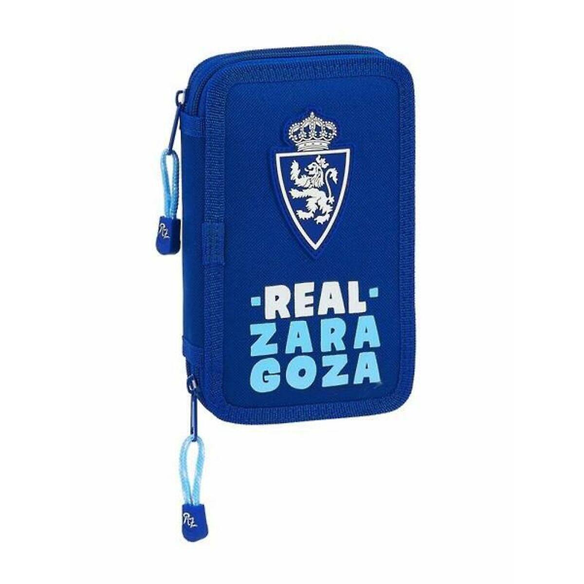 Double Pencil Case Real Zaragoza Blue Sporting 28 Pieces 12.5 x 19.5 x 4 cm