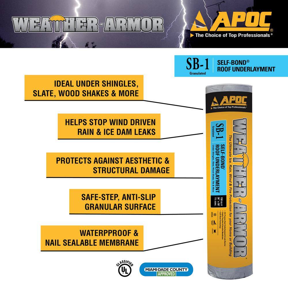 APOC 36 in. x 50 ft. Weather-Armor SB-1 Roof Underlayment AP-4100-15