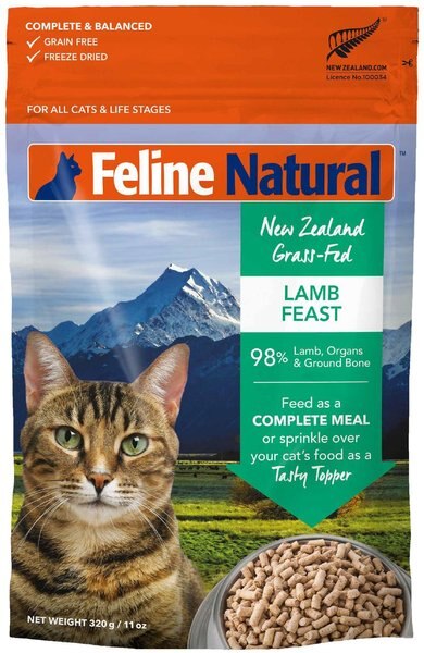 Feline Natural Lamb Grain-Free Freeze-Dried Cat Food， 11-oz bag