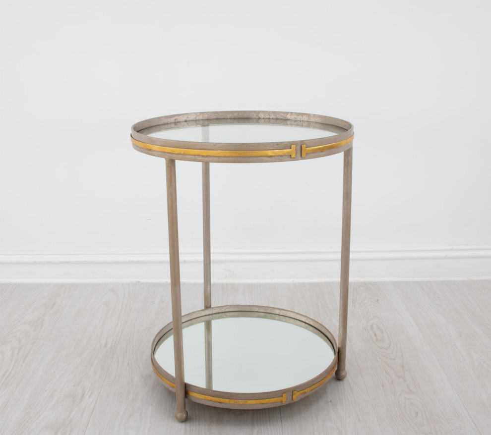 Vada Champagne  ampGold Side Table   Transitional   Side Tables And End Tables   by Peachtree Fine Furniture  Houzz