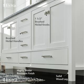 Eviva Aberdeen 84 in. W x 22 in. D x 34 in. H Double Bath Vanity in White with White Carrara Marble Top with White Sink EVVN412-84WH