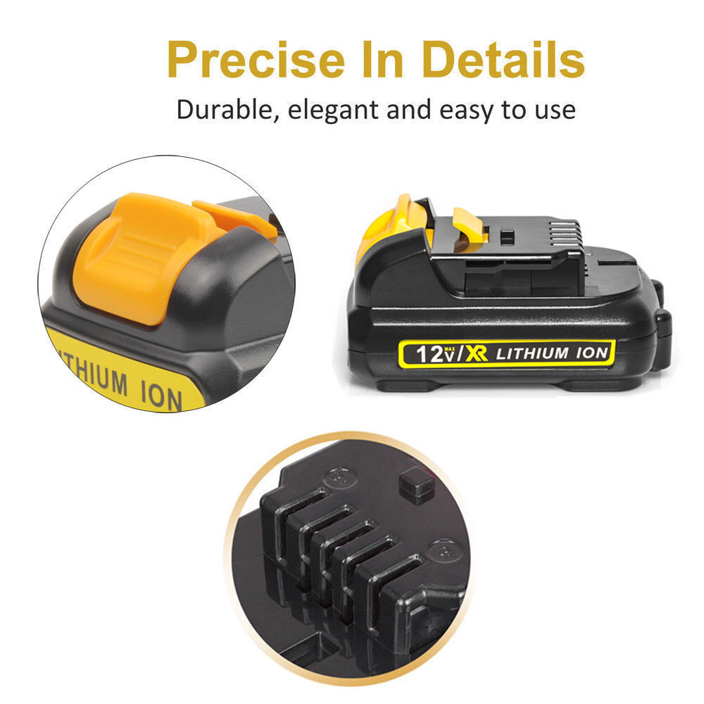 2Pack 12v 3.0Ah 12 Volt XR Max Lithium Battery for Dewalt DCB127-2 DCB120 DCB121