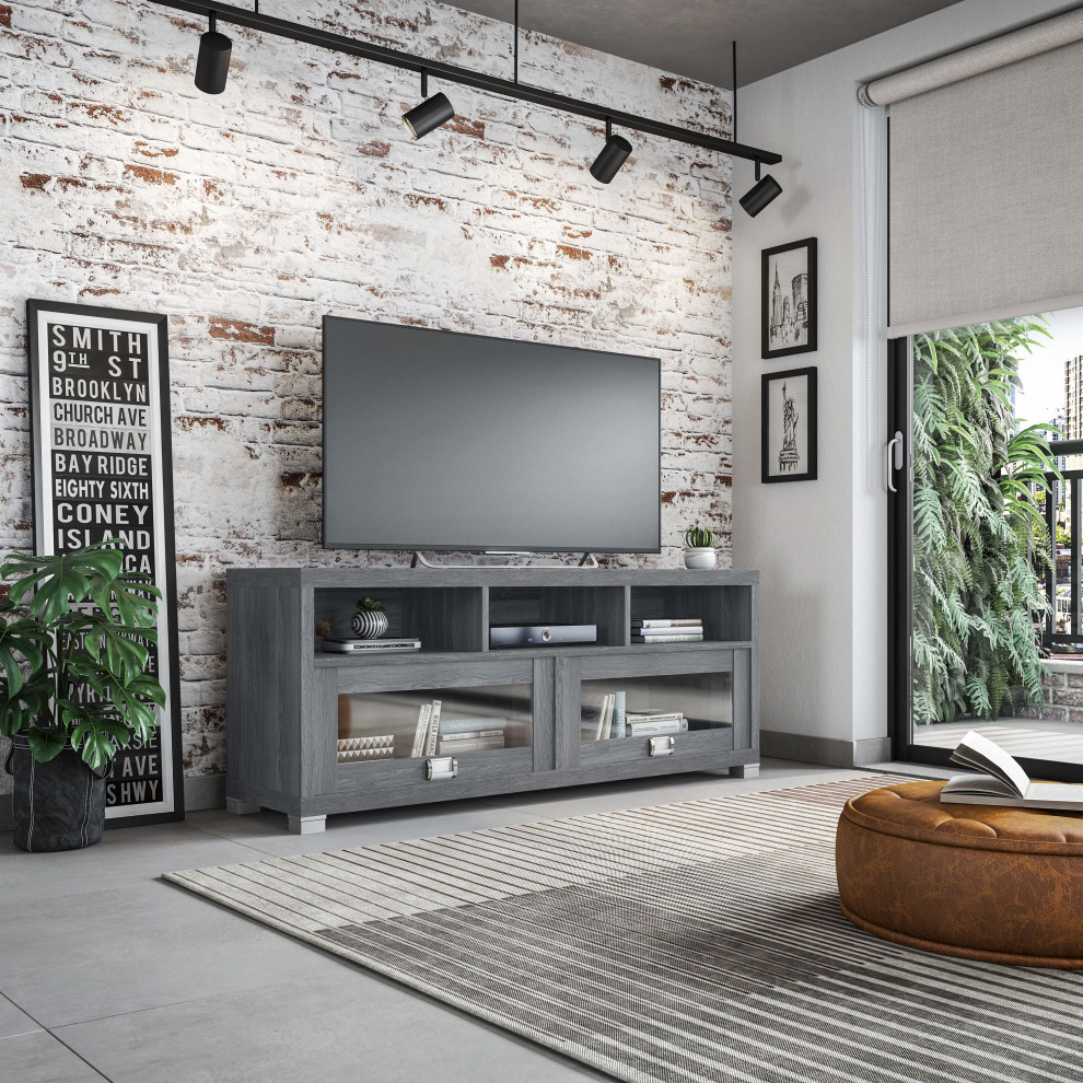 Techni Mobili Durbin TV Stand for TVs up to 60 quot  Gray   Contemporary   Entertainment Centers And Tv Stands   by Rta Products  L  Houzz