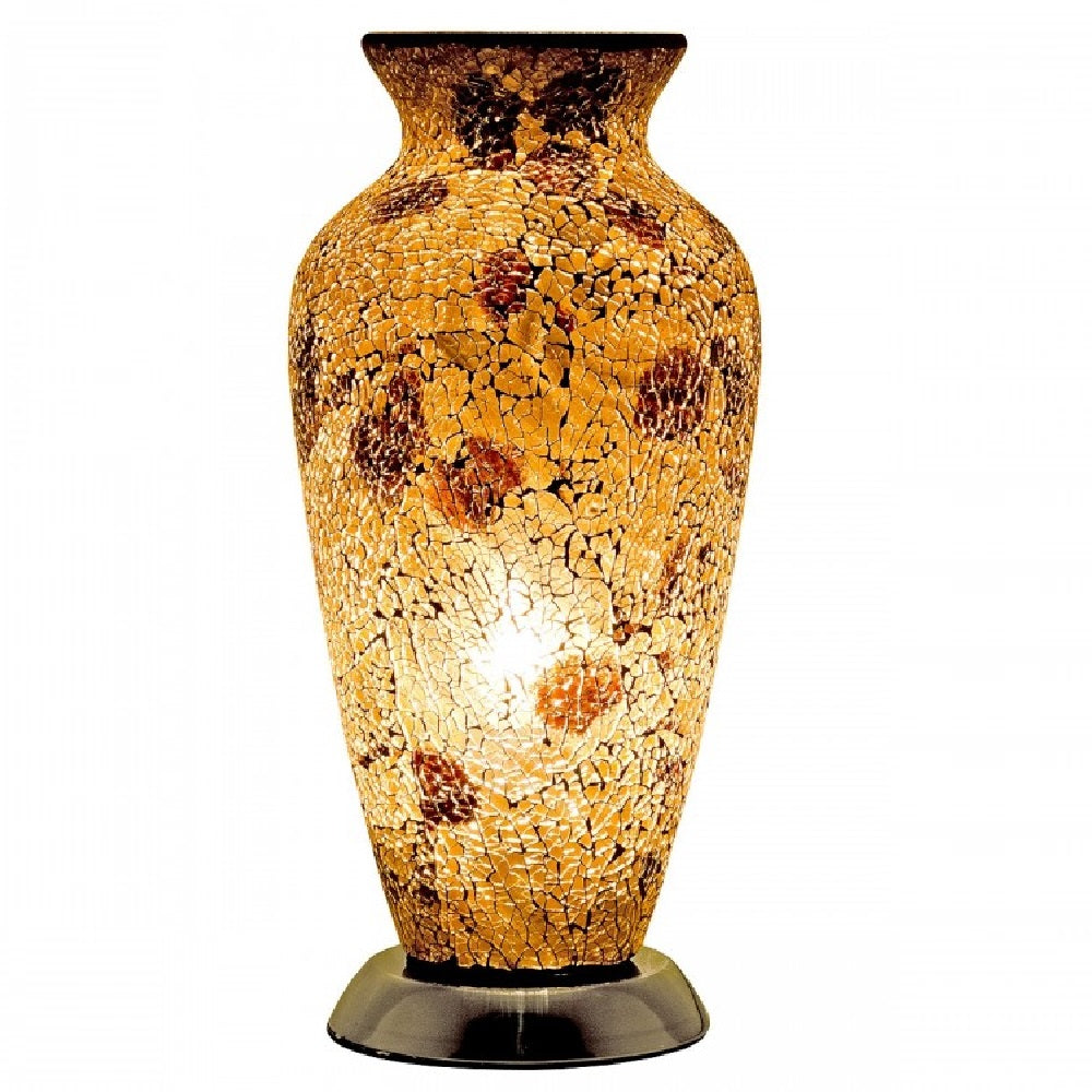 Britalia 880477 Autumn Gold Crackle Mosaic Glass Vintage Vase Table Lamp 38cm