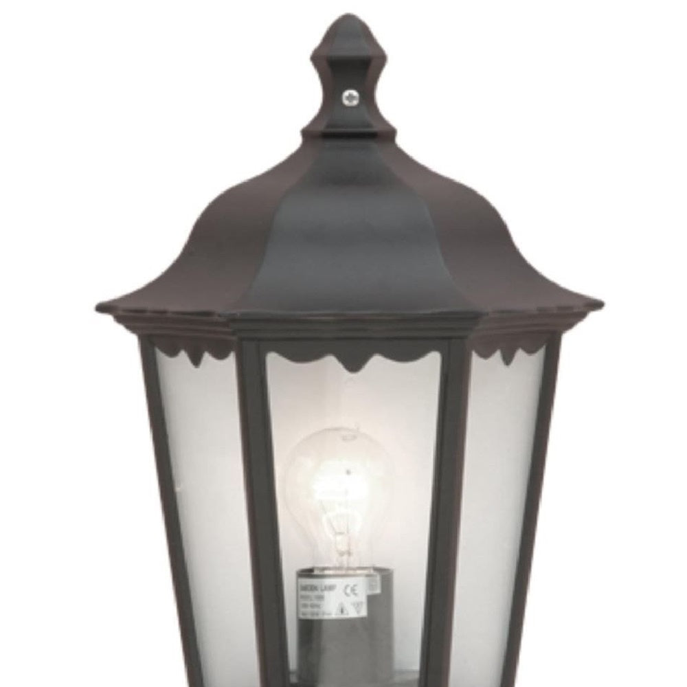 Britalia BR5180601012 Black & Clear Glass Outdoor Vintage Coach Half Lantern Flush Wall Light