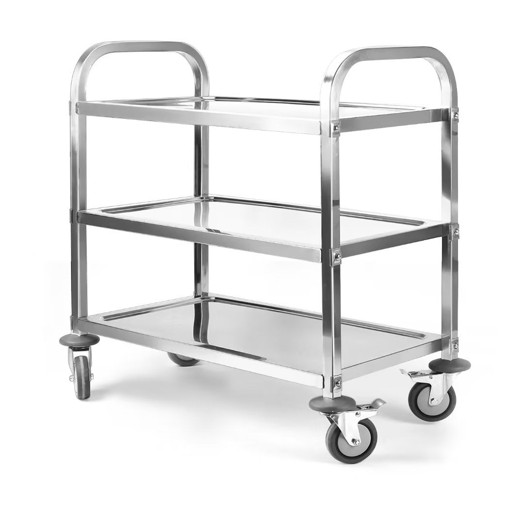 Nisorpa 3 Tier Stainless Steel Utility Rolling Cart Catering Trolley， BBQ， Summer Party， 37.4