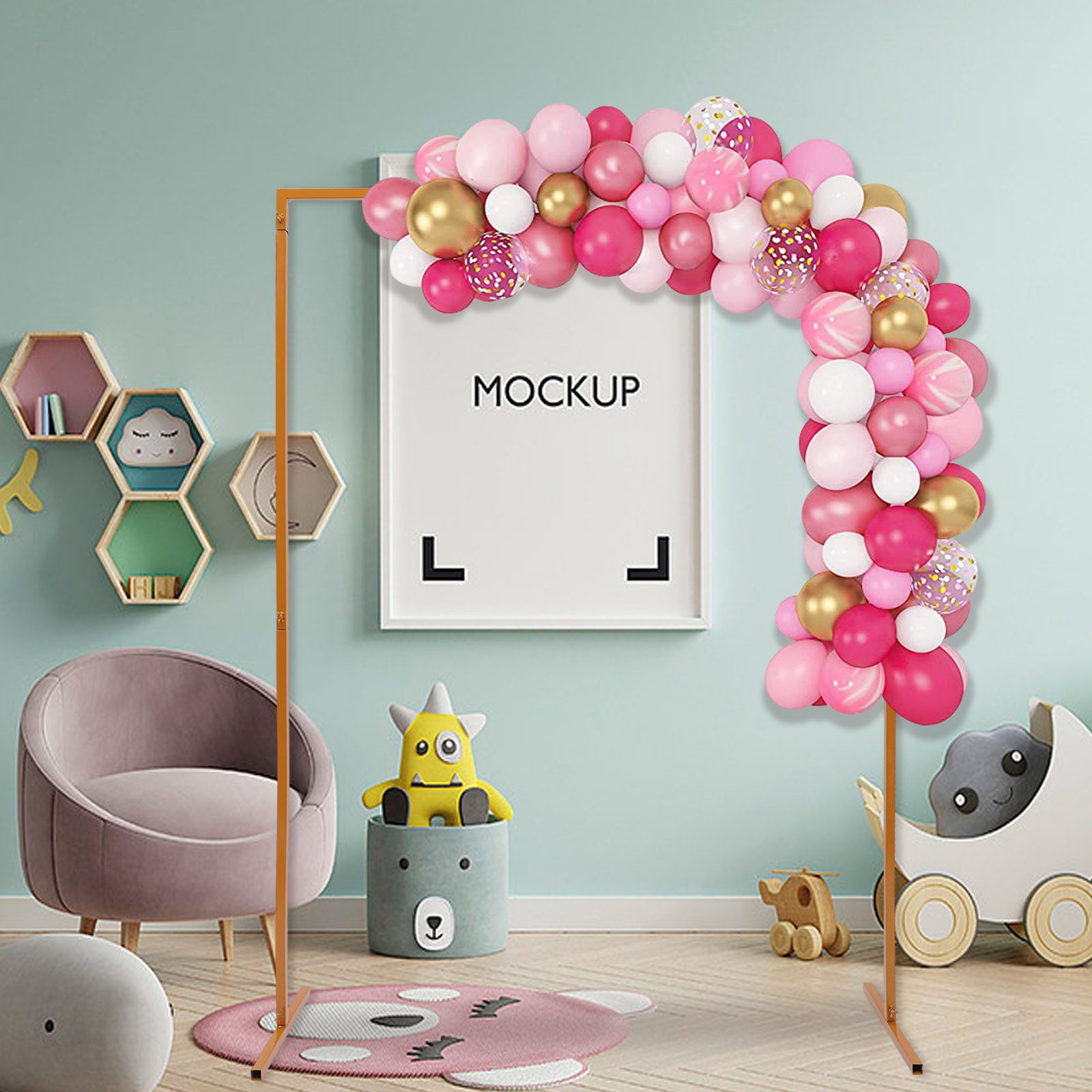 Wedding Arch Backdrop Stand, 6.6x4.6 FT Yellow Wedding Arches for Ceremony Square Metal Balloon Arch Stand Garden Arbor Frame for Wedding Birthday Party Baby Shower Photo Booth Background Decoration