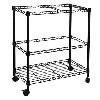 Oceanstar Portable 2-Tier Metal Rolling File Cart in Black 2MRC1507