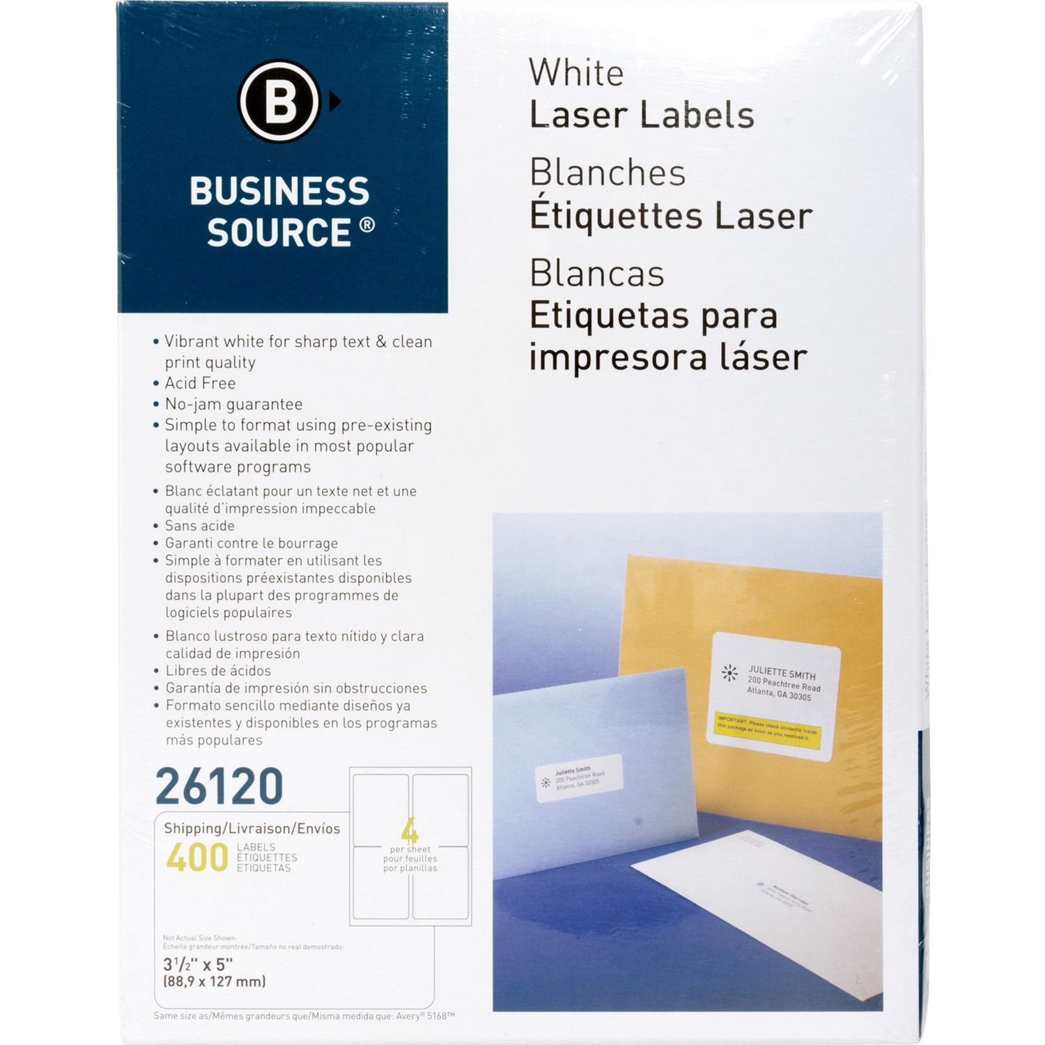 Bright White Premium-quality Address Labels by Business Source BSN26120