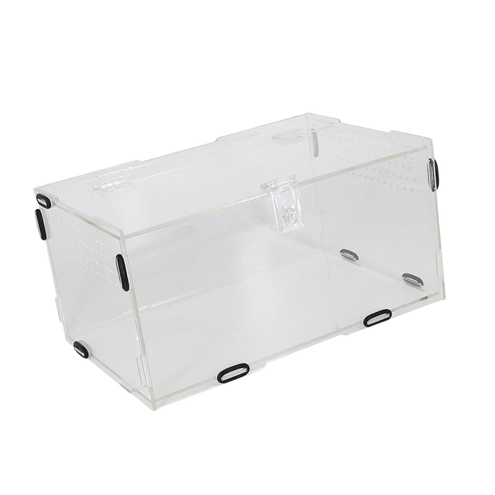 Reptile Breeding Box Animal Transport Clear Portable Hamster Feeding Cage Habitat Feeding Box Storage Box Reptile Terrarium for Turtle Snake