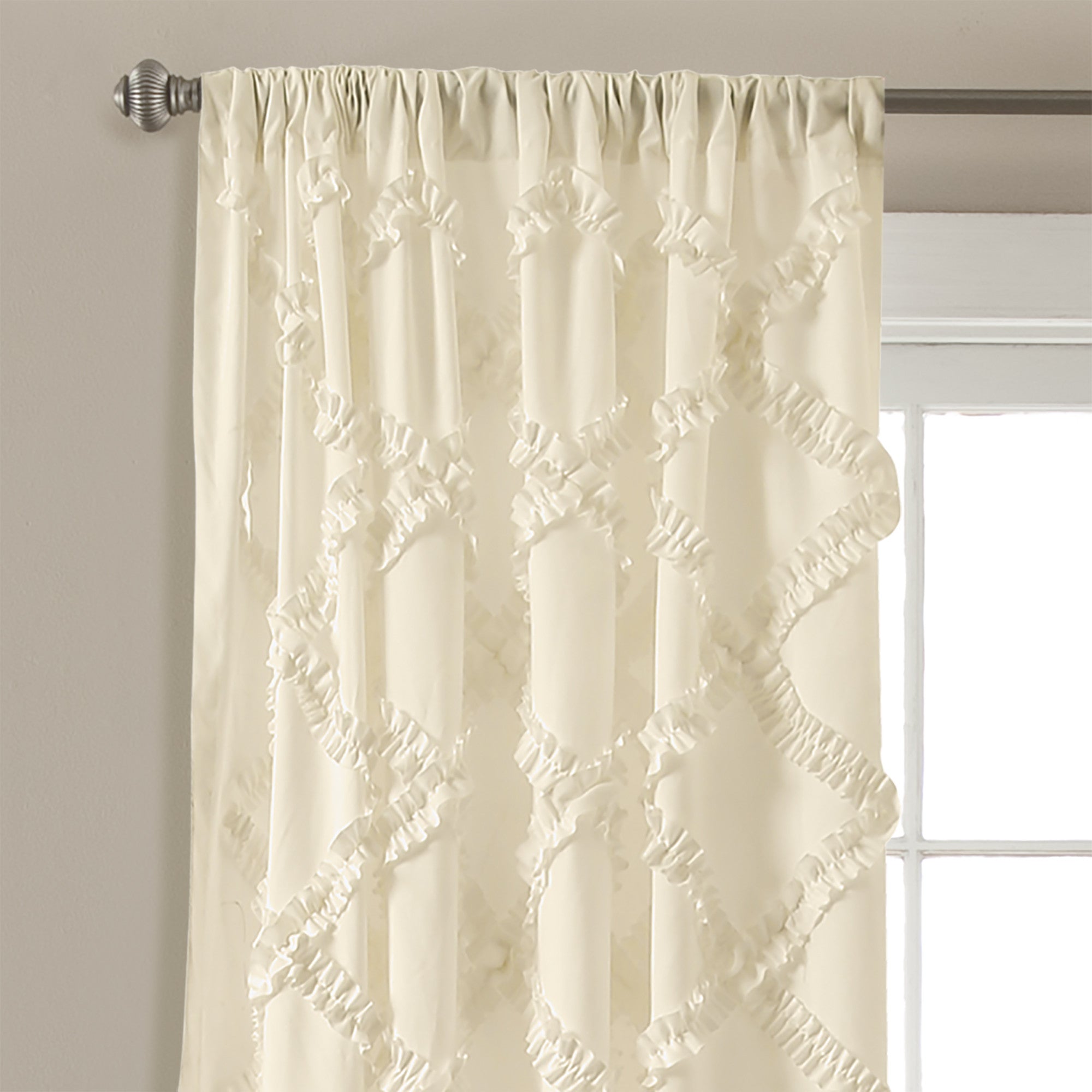 Ruffle Diamond Window Curtain Set