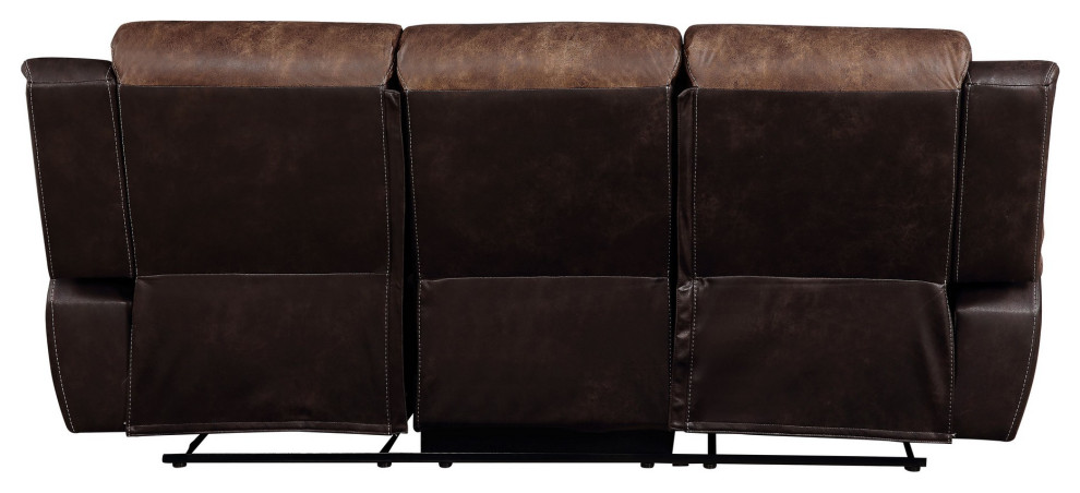 Benzara BM251086 Motion Sofa With Leatherette Upholstery  ampChannel Tufts  Brown   Contemporary   Sofas   by Uber Bazaar  Houzz