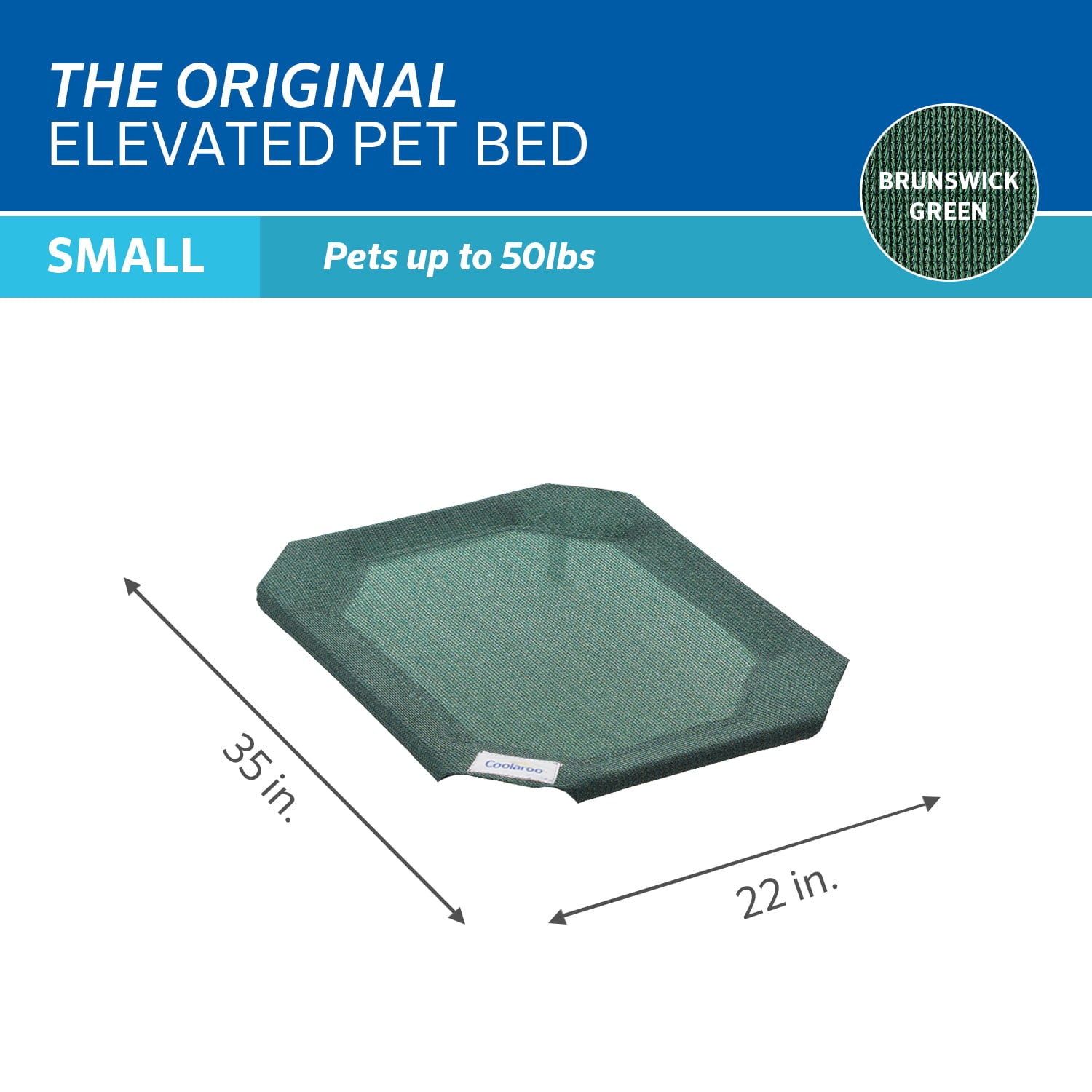 The Original Coolaroo Elevated Pet Dog Bed Replacement Cover， Small， Brunswick Green