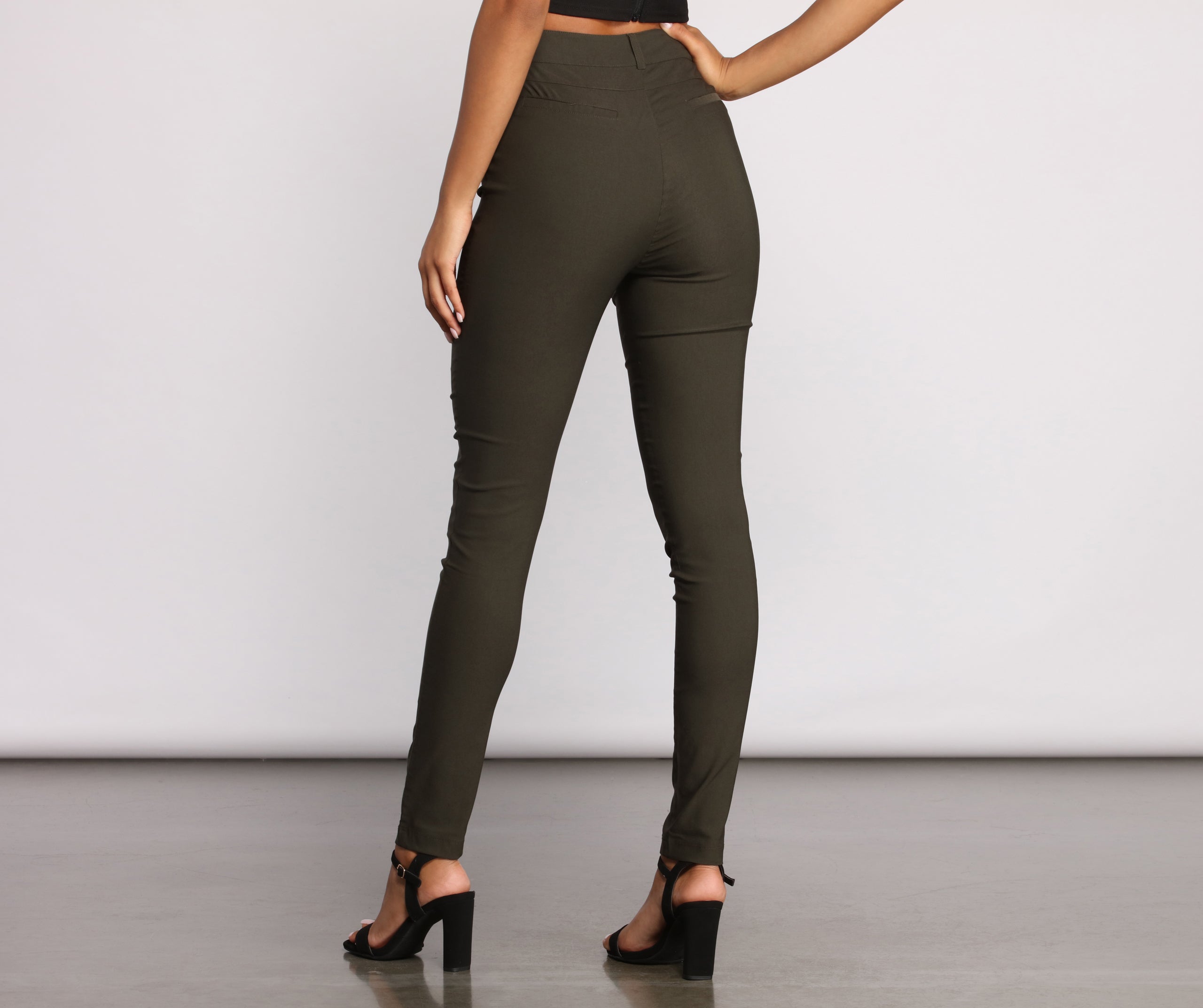 High Waist Basic Skinny Trouser Pants