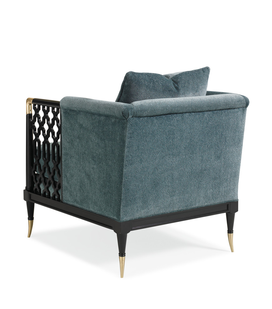 Upholstered Velvet Chair With Lattice Detail   Mediterranean   Armchairs And Accent Chairs   by Caracole  Houzz